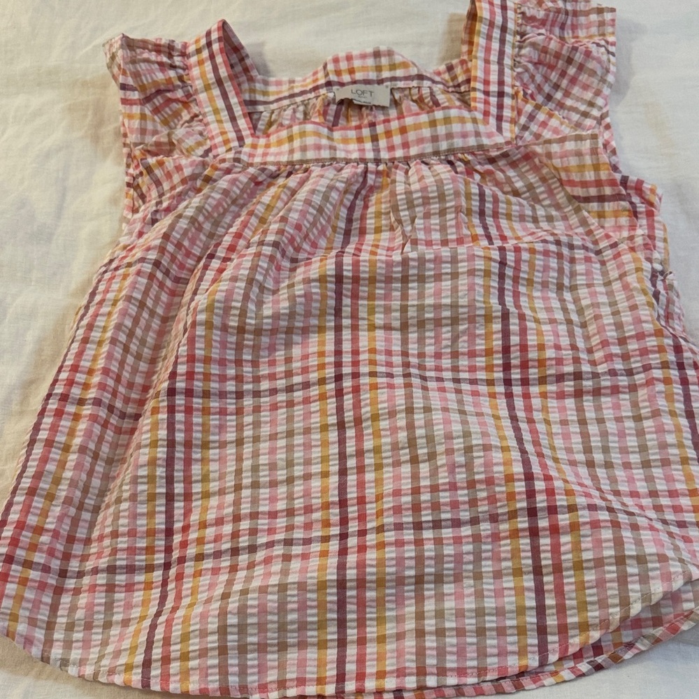 Cute gingham seersucker babydoll top by Loft, XS